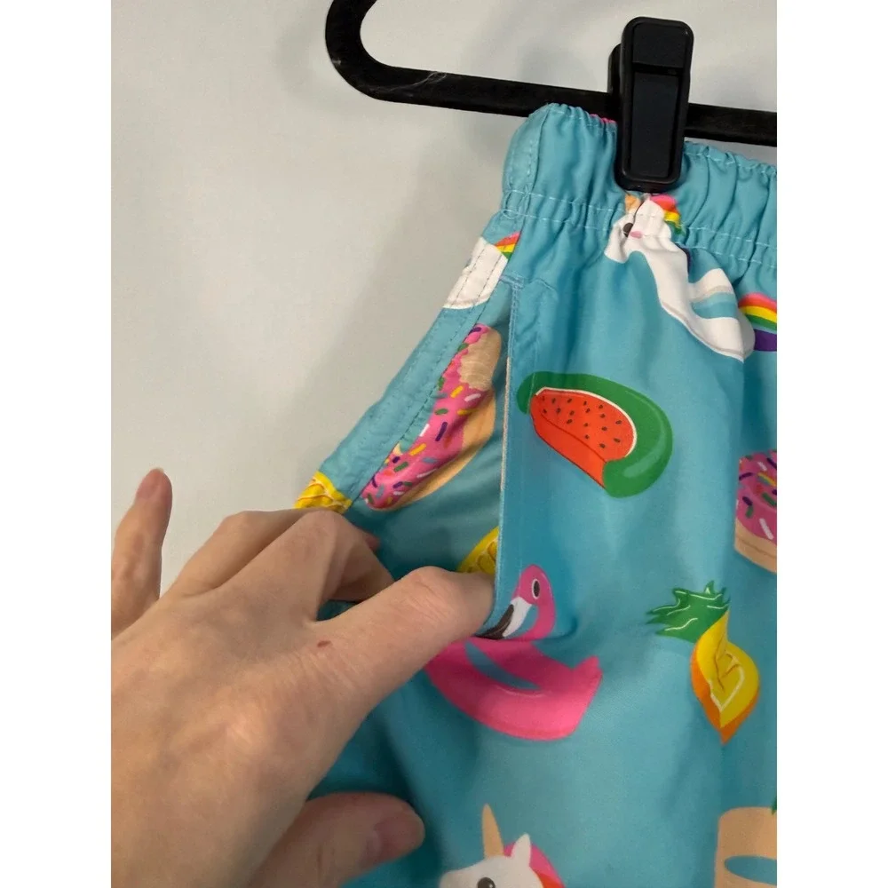 Boardies Apparel Swim Trunks Men Large Turquoise Novelty Pool Float Print Shorts